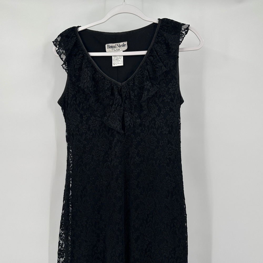 Womens Romantic Elegant Evening Maxi Dress Size 12P Whimsigoth Ruffle Victorian - Picture 2 of 8
